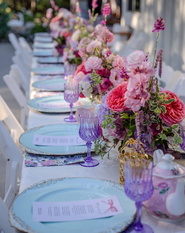 Long table, pink and lavender